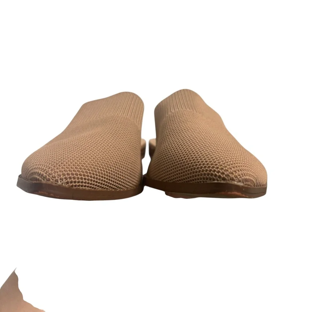 Steven New York Valdez Tan Knit Pointed Toe Mules Low Block Heel Flats Size 8 - Picture 5 of 12